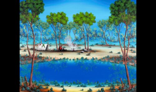 Waltzing Matilda Camped by a Billabong 3 uf wb
